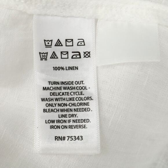 Cynthia Rowley Top Womens XS White Linen Semi Sheer Blouse Faux Wrap Beach - Picture 10 of 13